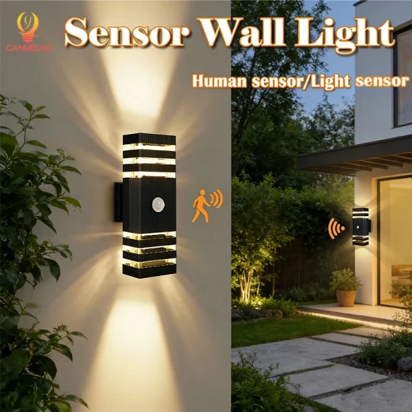 Smart Wall Lights Motion Sensing Outdoor Led Wall Lamps Waterproof 110v 220v For Porch Lamps Backyard Garden Garage Decor