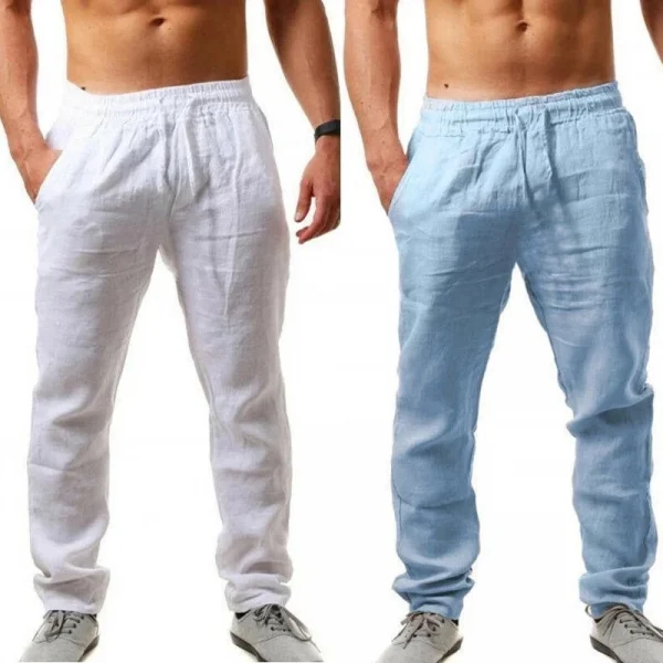 Men's Cotton Linen Casual Pants Male Shorts Pants Breathable
