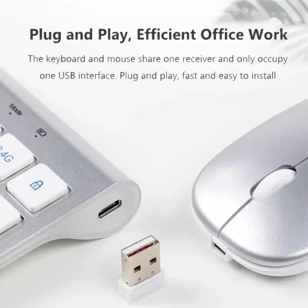 Bluetooth 5.0 & 2.4G Wireless Keyboard and Mouse Combo Multimedia Keyboard Mouse Set for iPad Macbook Android Laptop PC TV