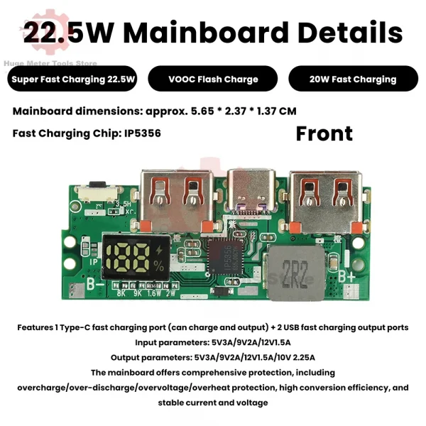 22.5W Fast Charging Power Bank DIY Kit 1260110 Battery Case Power Bank Type C Supports PD/QC/VOOC 20000mAh Power Bank Case