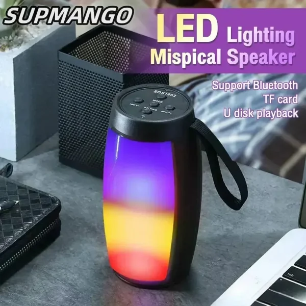 S12 Wireless Bluetooth Speaker Powerful Portable Subwoofer with LED Lights Car Audio Bass MP3 Player Sound System