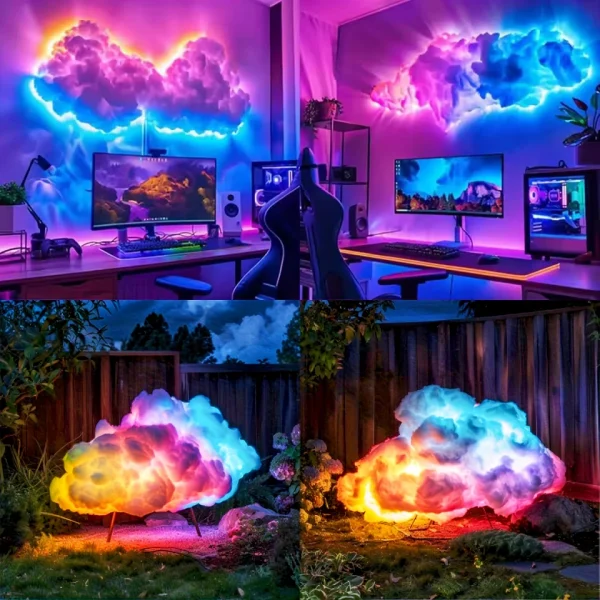 DIY Cloud LED Light Music Sync Multicolor RGBIC Lights Remote&amp
