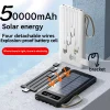 Solar Power Bank 50000mAh Large Capacity Mobile Power Fast Charging Battery Dual Usb 4 Cables LED Digital Display For IPhone