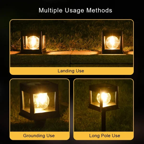 2LEDs Solar Column Head Lights Outdoor, IP65 Waterproof Buried Light