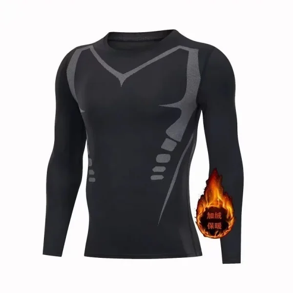 New Winter Warm Men Fleece Thermal Undershirts Long Sports Tracksuit