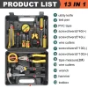 8/9/12/13Piece Tools Set General House. Kit with Plastic Toolbox Storage