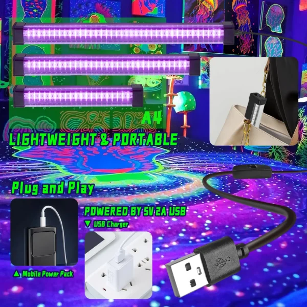 LED Black Light Tube-with switch, 360 degree rotation,