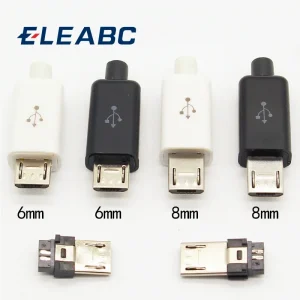 10pcs Micro USB 5PIN Welding Connectors  Socket 4 in 1 White Black