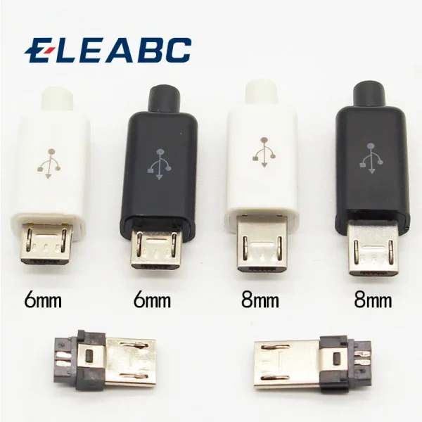 10pcs Micro USB 5PIN Welding Connectors  Socket 4 in 1 White Black