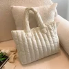 1pcs Ladies Tote Bags Large Capacity Cotton Padded Bag Solid Color Casual Fashion Nylon Elegant for handbag