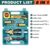 8/9/12/13Piece Tools Set General House. Kit with Plastic Toolbox Storage