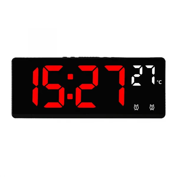 Electronic Clock Voice Control Digital Alarm Clock Temperature Desktop Table Clock Night Mode 12/24H LED Clock Watch Desk