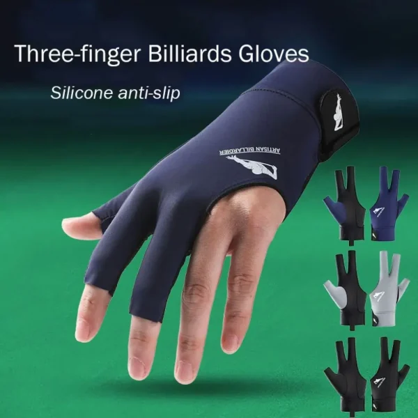 Left Right Hand Snooker Glove New Anti-slip Three Fingers Training Glove Elastic