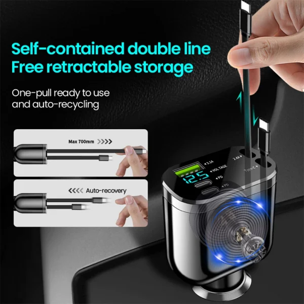 5-in-1 Retractable Car Charger Adapter