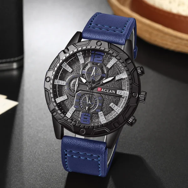 Men Fashion Leather Strap Quartz Wristwatch