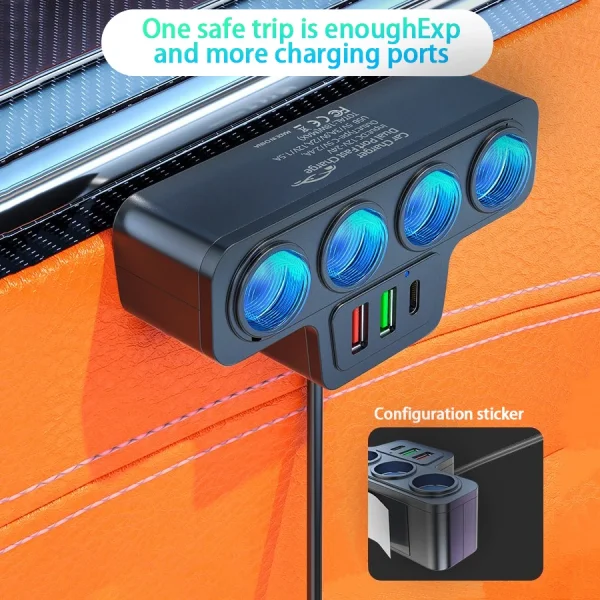 120W Multi-Port Car Charger Adapter