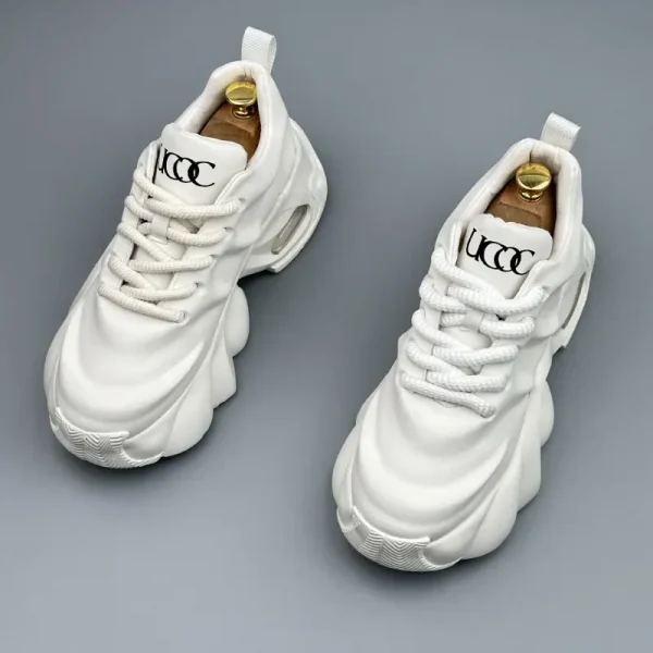 Men Leather Platform Sneakers Outdoor Casual Shoes