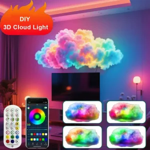 DIY Cloud LED Light Music Sync Multicolor RGBIC Lights Remote&amp