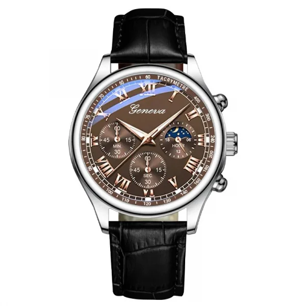Men PU Leather Strap Quartz Wristwatch