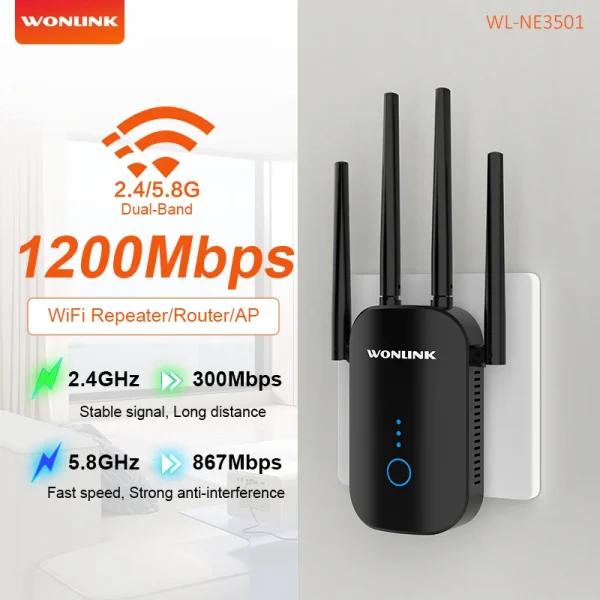 WiFi Repeater 1200Mbps Signal Booster