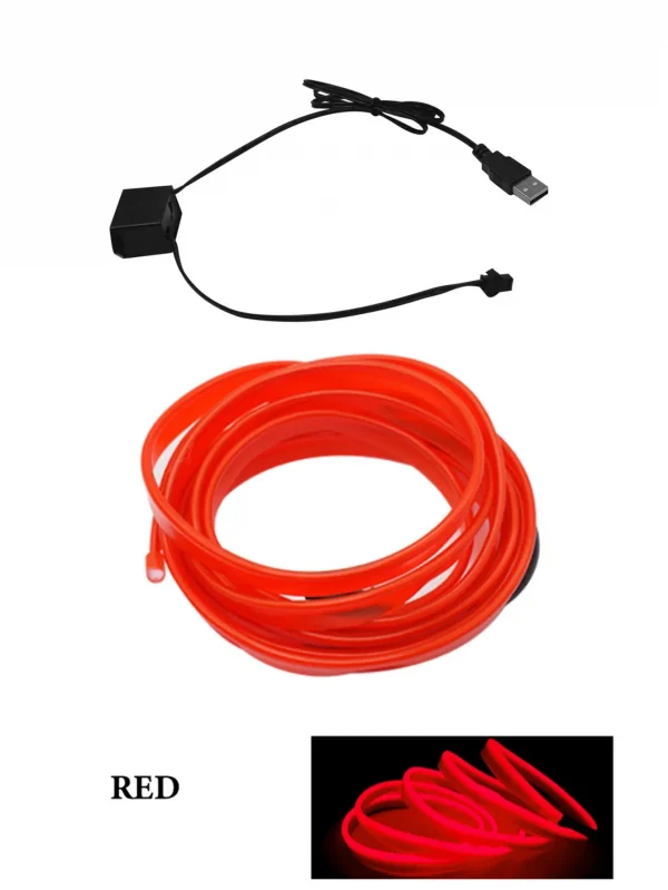 Car Interior Atmosphere Lighting LED Strip DIY Flexible With USB Auto