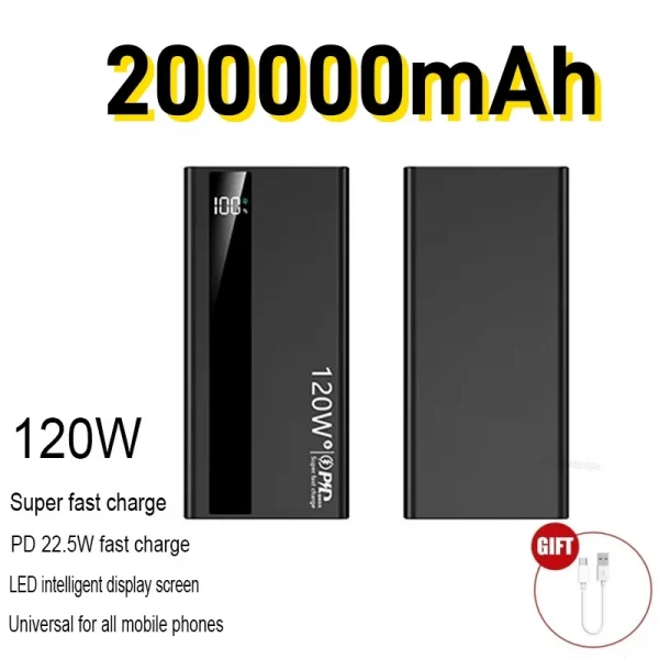 500000mAh Power Bank 120W Fast Charging Large Capacity Power Bank PD 20W Suitable For All Mobile Phones Long Endurance