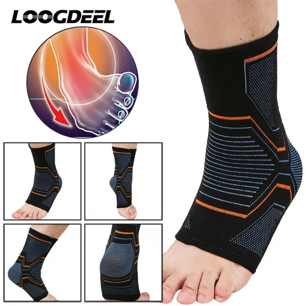 LOOGDEEL 1PCS Elastic Knitted Sports Ankle Support Brace Fitness Cycling