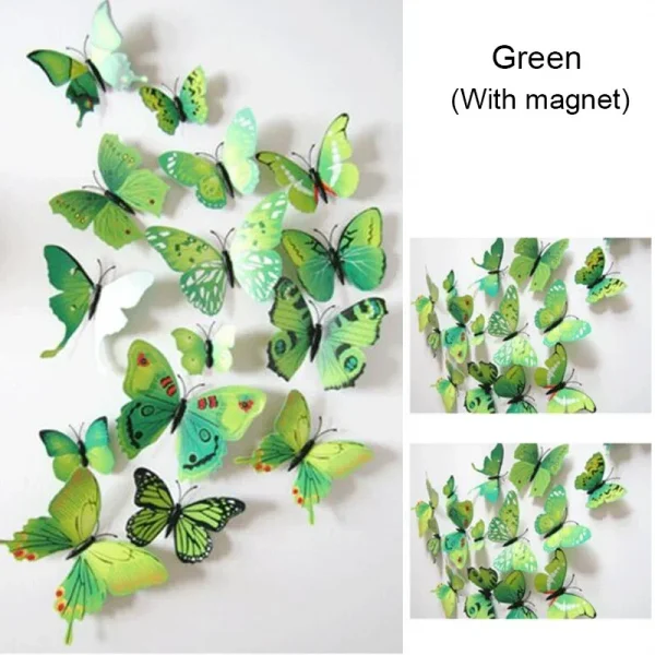 12PCS PVC 3D Butterfly Wall Decor Cute Butterflies