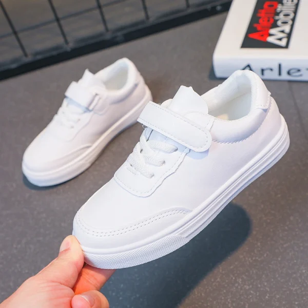 Children Casual Shoes White Pu Leather Plain Design