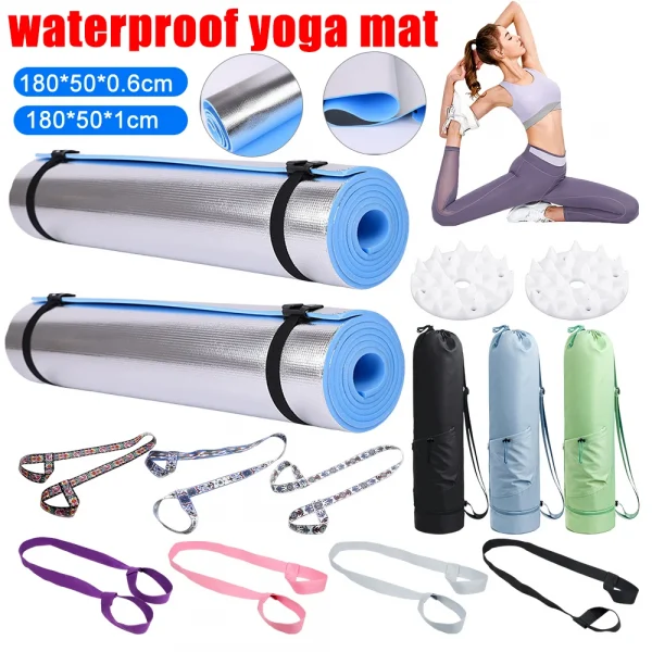 6/10mm Aluminum Foil EVA Yoga Mat Non-Slip Gymnastics FitnessMoisture-Proof Mat