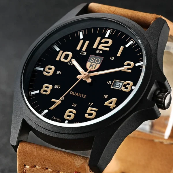 Men Fashion Quartz Wristwatch Leather Strap