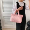 1pcs Ladies Tote Bags Large Capacity Cotton Padded Bag Solid Color Casual Fashion Nylon Elegant for handbag