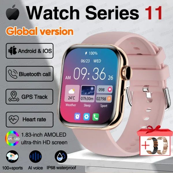 For IOS Watch Series 11 Men Women Smart Watch GPS Trajectory Bracelet AMOLED Display Bluetooth Call Sport Waterproof Smart Watch