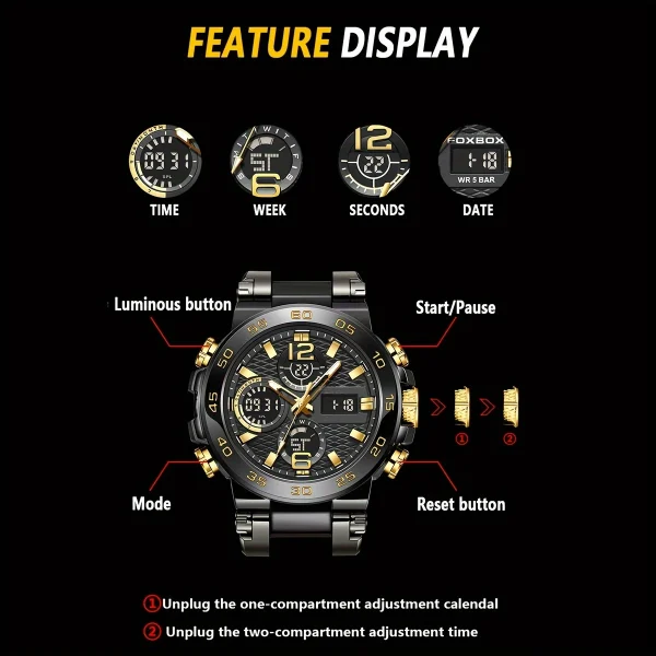 Waterproof Dual Display Sports Watch for Men