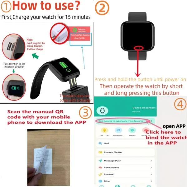 Smart Watch For Women Men Wristwatch Bluetooth Connected Phone