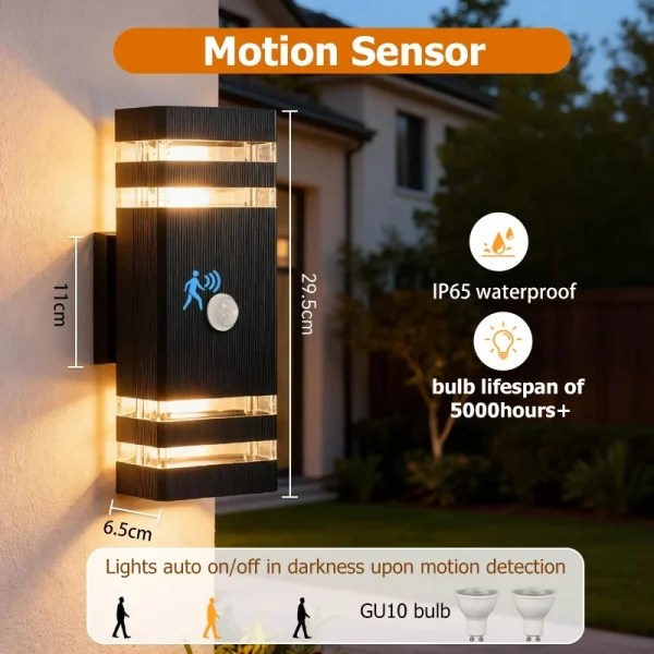 Smart Wall Lights Motion Sensing Outdoor Led Wall Lamps Waterproof 110v 220v For Porch Lamps Backyard Garden Garage Decor