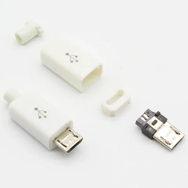10pcs Micro USB 5PIN Welding Connectors  Socket 4 in 1 White Black