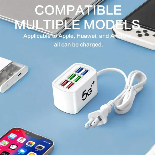 6-in-1 Power Strip Charging Station