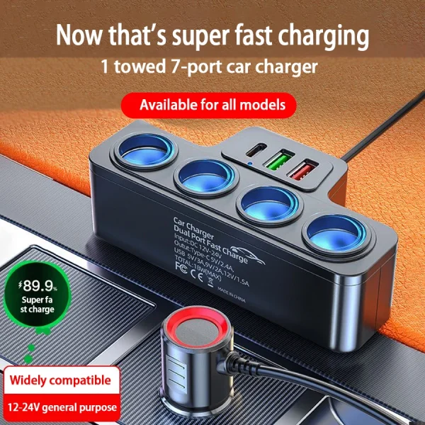120W Multi-Port Car Charger Adapter