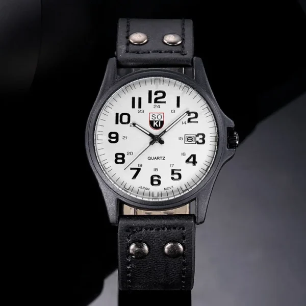 Men Fashion Quartz Wristwatch Leather Strap