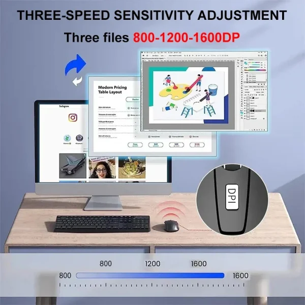 2.4G Wireless Mouse  Mouse Ergonomic Mice 800-1200-1600 DP