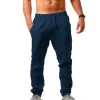 Men's Cotton Linen Casual Pants Male Shorts Pants Breathable